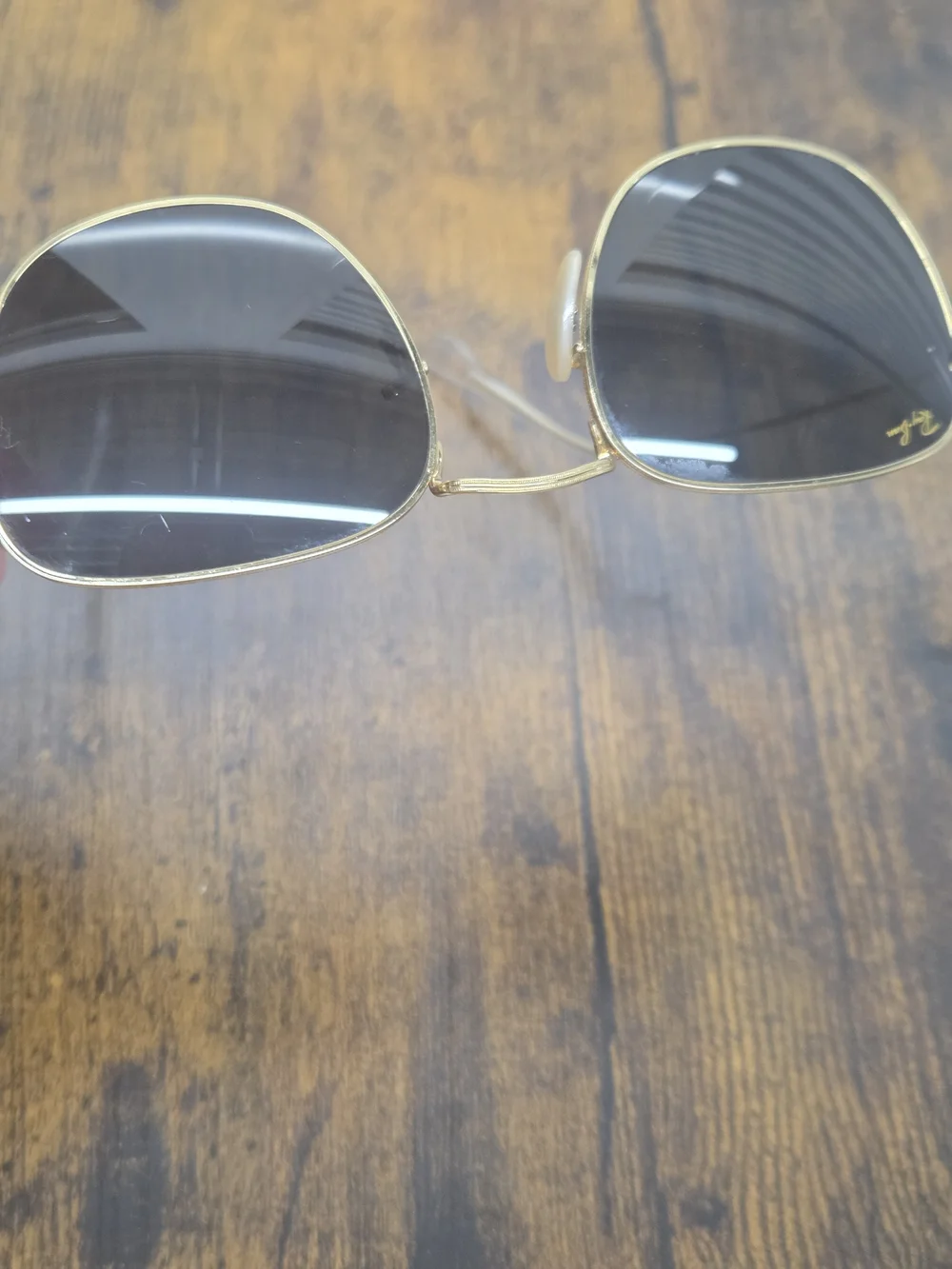 Ray-Ban Gold Frame Sunglasses Dark Lenses Frank (RB3857)